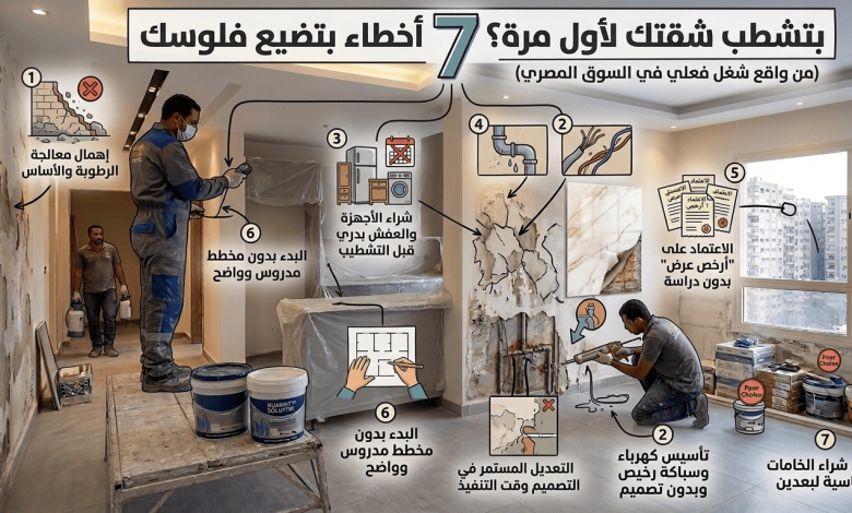 بتشطب شقتك لأول مرة؟ 7 أخطاء بتضيع فلوسك (من واقع شغل فعلي في السوق المصري)